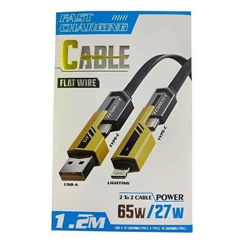Fast Charging Flat Wire 2-in-2 Cable