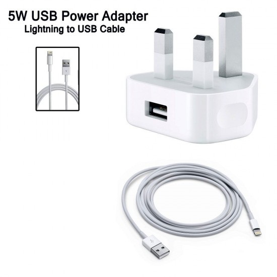 Apple 5w USB Power Adapter Lighting to USB Cable